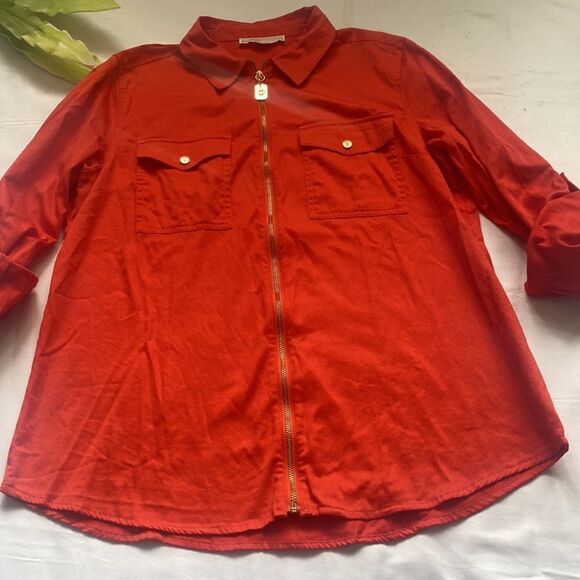 ⭐️MICHAEL Kors Long Sleeve Zip-up Shirt Blouse⭐️ - Picture 6 of 10